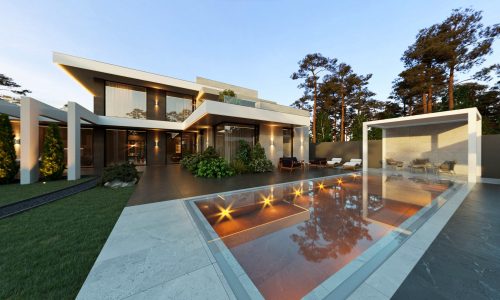 3d visualization elite house with swimming pool beautiful facade house with porcel 3d visualization elite house with swimming pool beautiful facade house with porcel